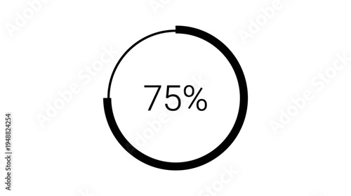 Circular progress indicator showing 75 percent completion with bold arc and minimal clean design