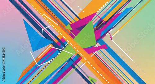 Abstract Geometric Shapes and Lines Composition.