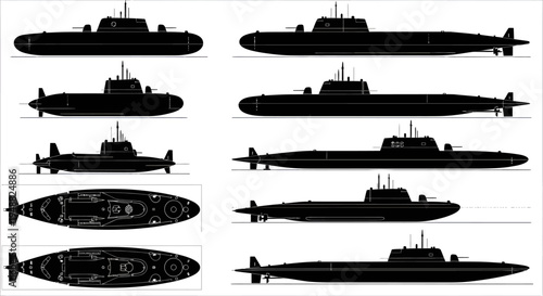 Ballistic Missile Submarine SSBN Reference Vector Silhouette