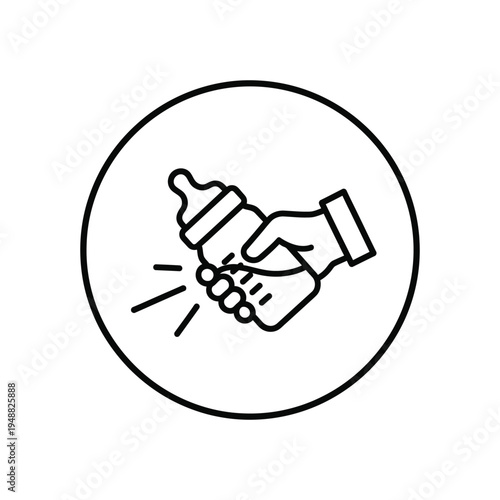 Line art illustration depicting a hand crushing a can symbolizing recycling or waste management high quality