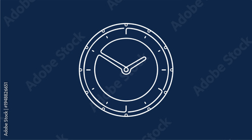 Simple White Clock Face Icon.