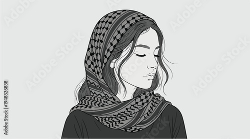 Woman Wearing Head Scarf 1.