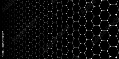 Black background. Dark hexagon carbon fiber texture. Navy blue honeycomb metal texture steel background. Web design template vector illustration EPS 10.