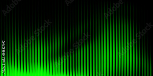 Dark green neon gradient ribbed glass. Vector ribbed glass texture background. Mesh gradient. acrylic ribbed bath surface. Reeded glass background semitransparent overlay. Bath wall window