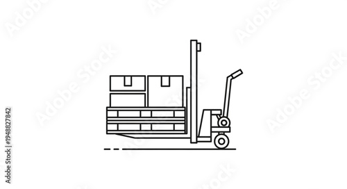 Forklift truck carrying boxes on a pallet.