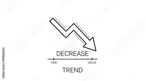 Graphic showing decrease with arrows symbolizing decline in data or performance.