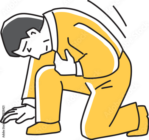 胸の痛みに苦しむ高齢男性