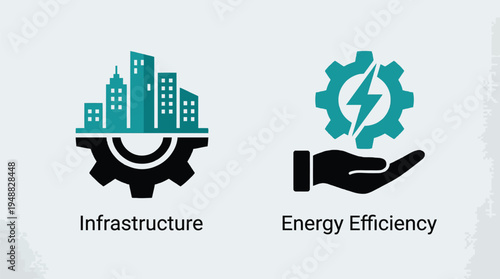 Sustainable city infrastructure and energy efficiency vector graphic illustration
