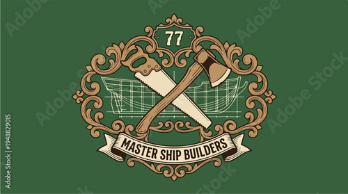 Vintage Ship Builders Logo Emblem 1.