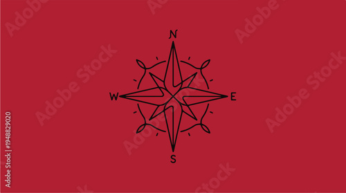 Red Compass Navigation Symbol.