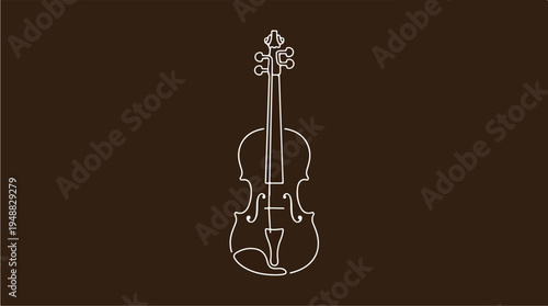 Violin Musical Instrument Outline Drawing.