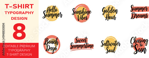 Summer typography bundle for tshirt design with seasonal quotes and sunny vibes