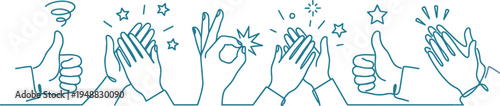 hand gesture icons including clapping hands thumbs up and ok sign vector illustration