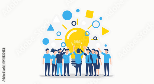 A creative agency team brainstorms ideas with a lightbulb moment