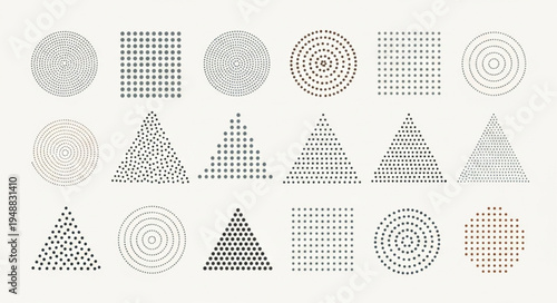 Geometric Shapes Made of Dots Patterns.