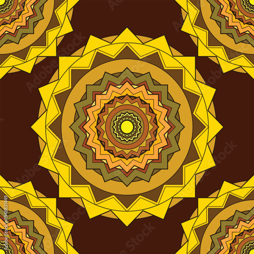 Geometric decorative with Mandala seamless Pattern backgound Illustration