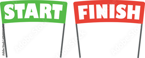 Start and Red Finish Line Banners for Racing and Sports Events Vector Illustration Set
