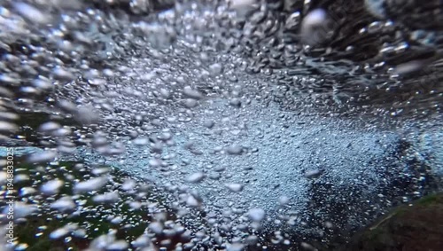 Intense Air Bubbles In Clear Stream