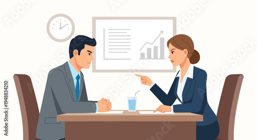 Business Conflict and Disagreement Between Male and Female Colleagues in Office Meeting