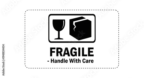 Fragile Handle With Care Shipping Label Warning Symbol.