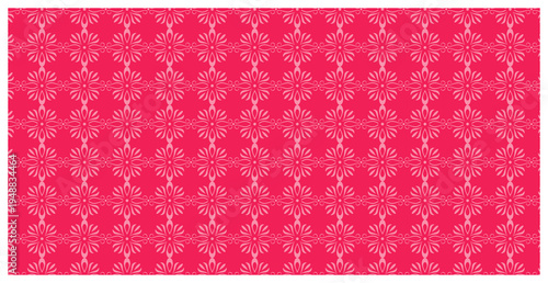 Pink floral pattern with white flowers and leaves on pink background transparent background