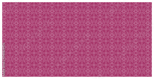 Pink geometric pattern with white lines and shapes  seamless design element transparent background
