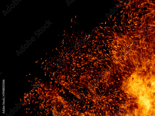A black background with a lot of orange sparks
