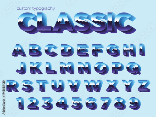 WebA custom typography design featuring a classic font with 3D letters and numbers on a light blue background