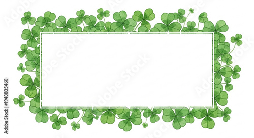 Lucky green shamrock frame border with white background for st patrick's day celebrations and irish heritage decor