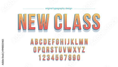 A colorful typography design featuring the New Class font with original letters and numbers