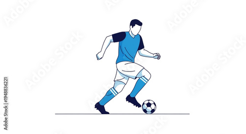 Soccer Player Dribbling Ball During Game.