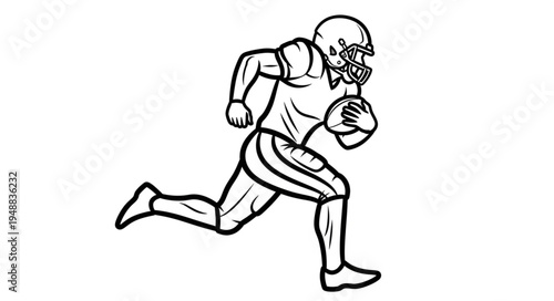 American Football Player Running with Ball.