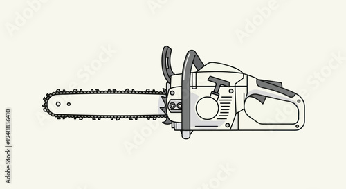 Detailed drawing of a chainsaw.