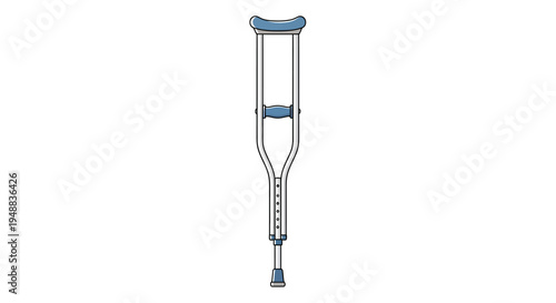 Crutch with blue top and tip.