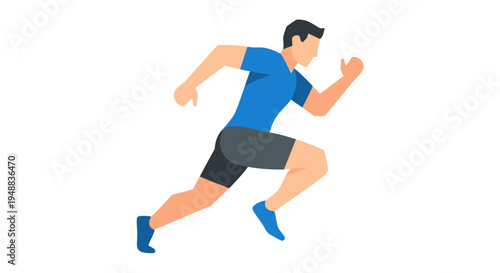 Man Running in Blue T Shirt.
