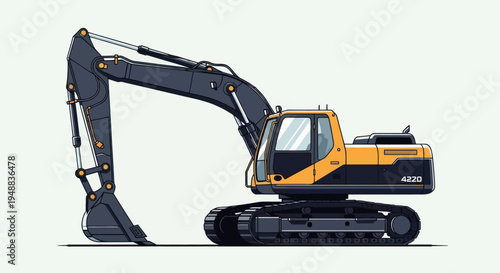 Yellow and black excavator machine.