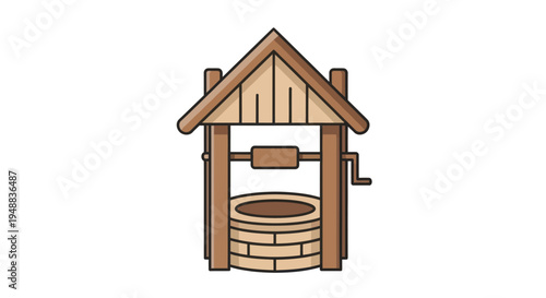 Wooden Well House Structure Illustration.