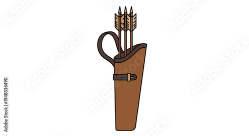 Brown leather quiver with arrows.