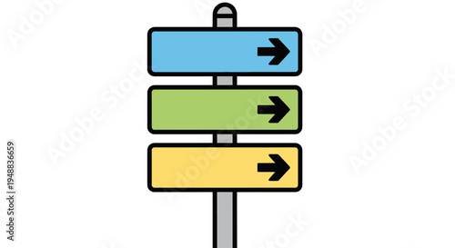 Colorful Directional Signpost with Arrows.