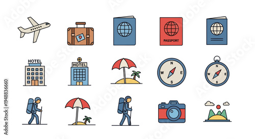 Travel icons and symbols collection.