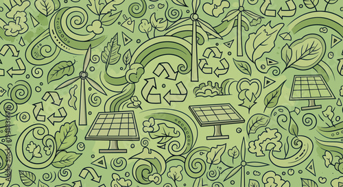 Solar panels renewable energy illustration.