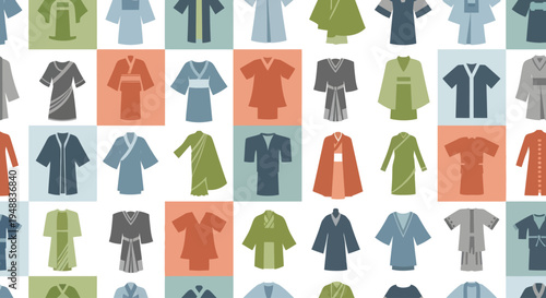 Collection of various colorful t shirts.