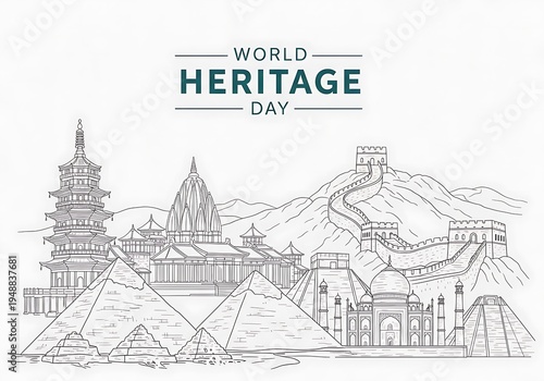 A black and white image of a heritage site on world heritage day