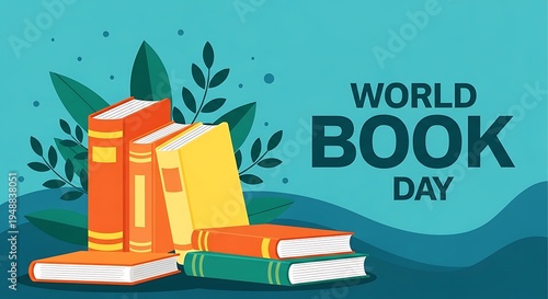 Celebrating world book day with stack of books