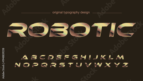 A modern typography design featuring the word ROBOTIC in gold letters on a dark background.