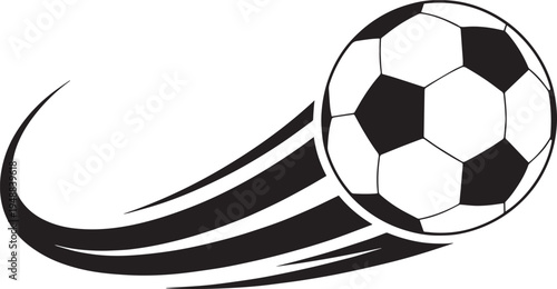 Flying soccer ball speed motion icon isolated on white background