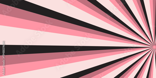 Candy color sunburst background. Abstract pink cream sunbeams design wallpaper. Colorful spinning lines for template, banner, poster, flyer. Sweet rotating cartoon swirl or whirlpool. Vector backdrop