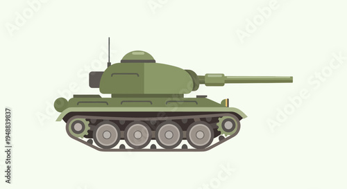 Green Military Tank Vehicle Armored.