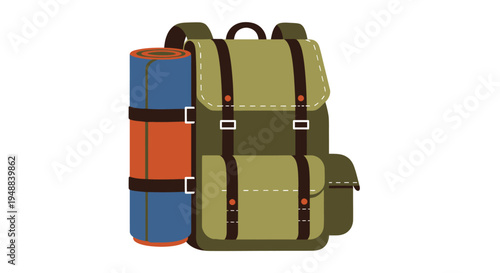 Green Hiking Backpack with Straps.