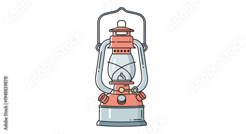 Vintage Red Metal Camping Lantern.